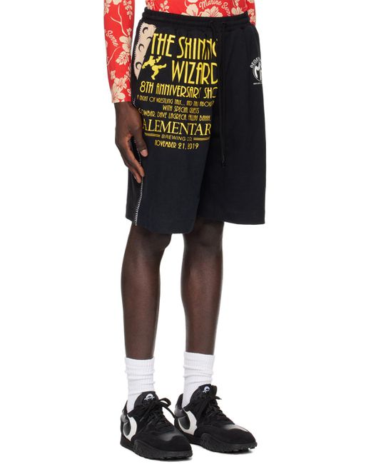 MARINE SERRE Black Elastic Jersey Shorts for men