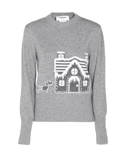Thom Browne Gray Holiday Scenery Classic Crewneck Jumper