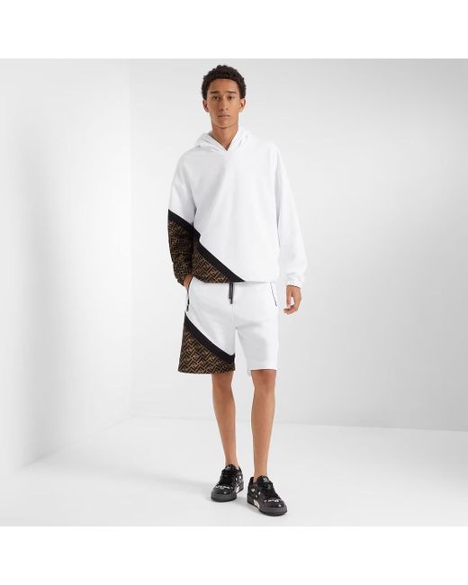 Fendi White Ff Motif Hoodie for men