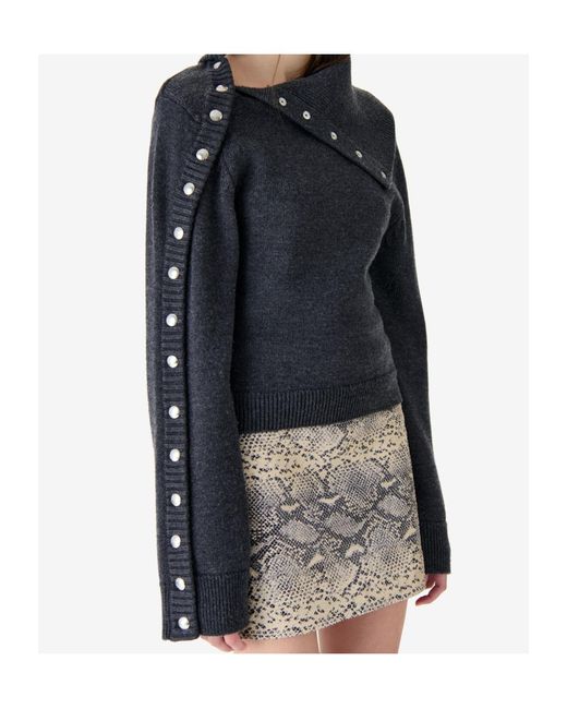 IRO Blue Asymmetrical Wool Sweater