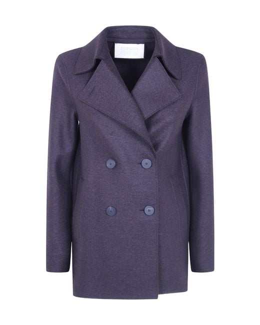 Harris Wharf London Blue Double-Breasted Cropped Coat