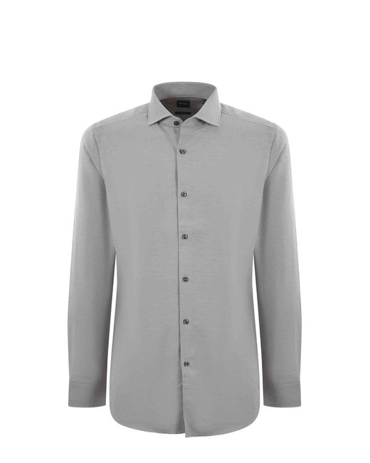 Boss Gray Boss Long-Sleeved Buttoned Shirt for men