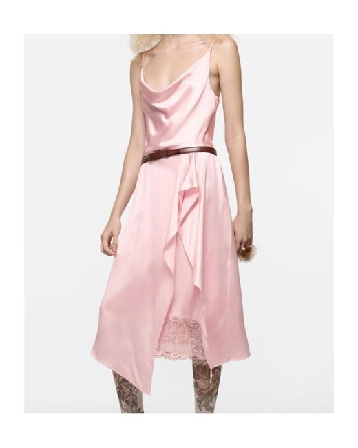 Acne Pink Shiny Satin Slip Dress