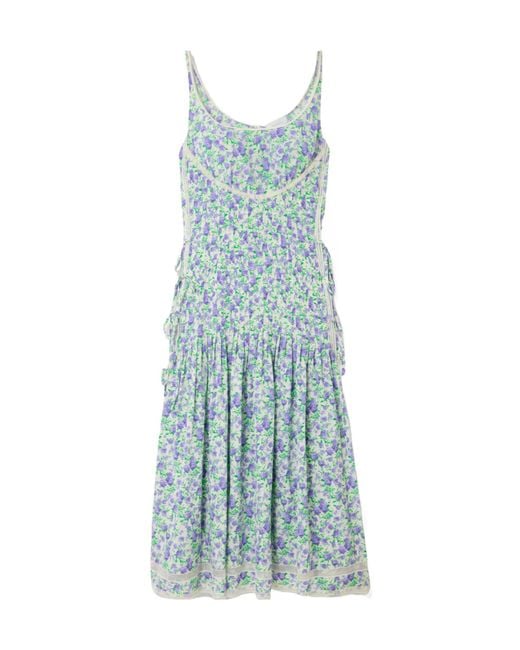 Rabanne Blue Floral Lace Midi Dress