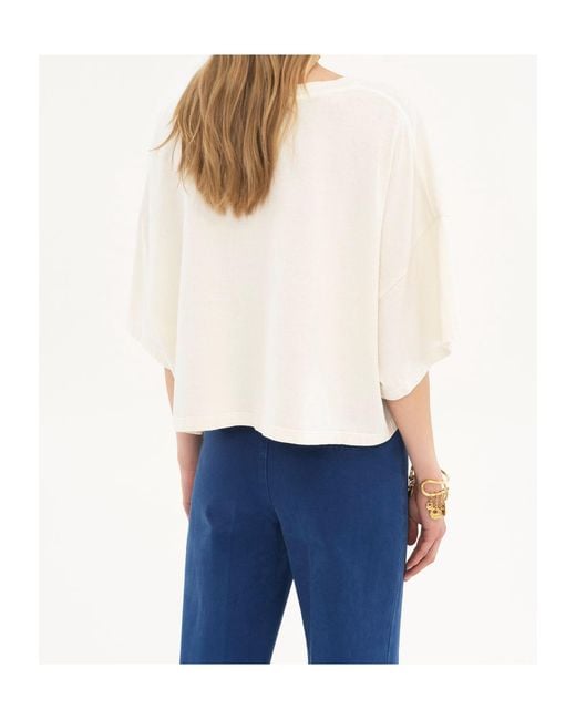 Chloé White Chloé Logo Detailed Oversized Cropped T-Shirt