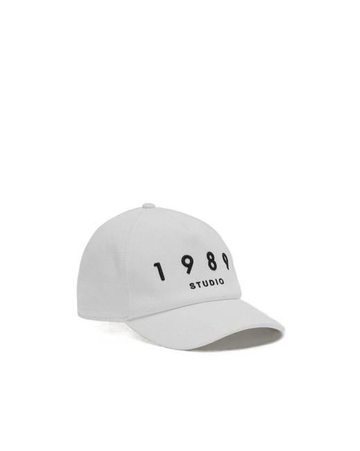 1989 STUDIO White Logo Embroidered Hat for men