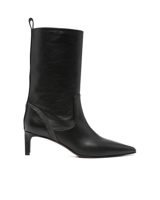 Brunello Cucinelli Black 70Mm Mid-Calf Boots