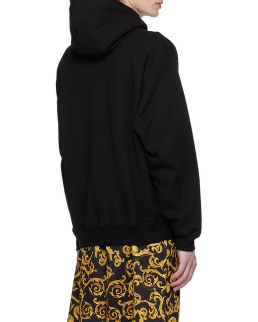 Versace Black Medusa Head Detailed Drawstring Hoodie for men