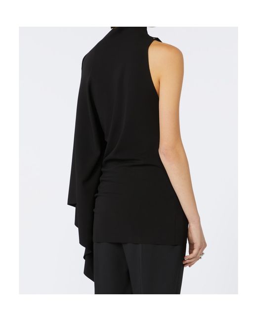 Sportmax Black Asymmetric Ruffled Top