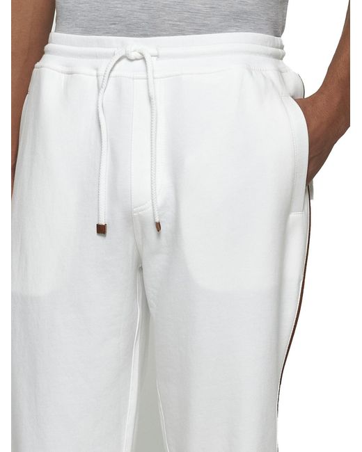 Brunello Cucinelli White Drawstring Regular Fit Trousers for men