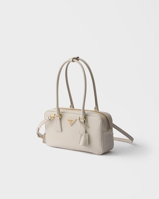 Prada Natural Small Saffiano Leather Top-Handle Bag