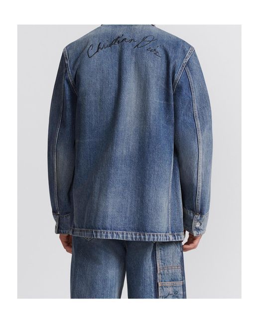 Dior Blue Collared Button-Up Denim Jacket for men