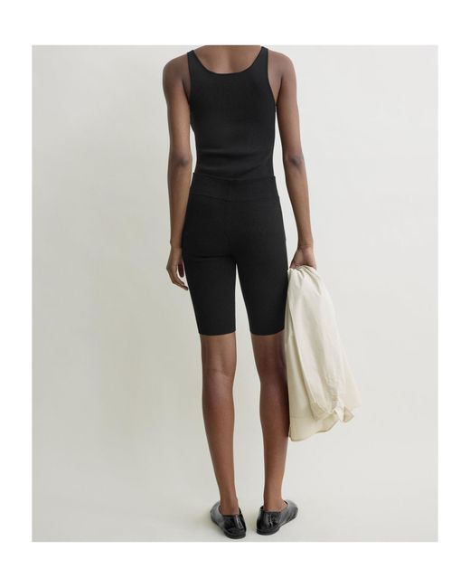 Totême Black Elastic Knee-Length Shorts