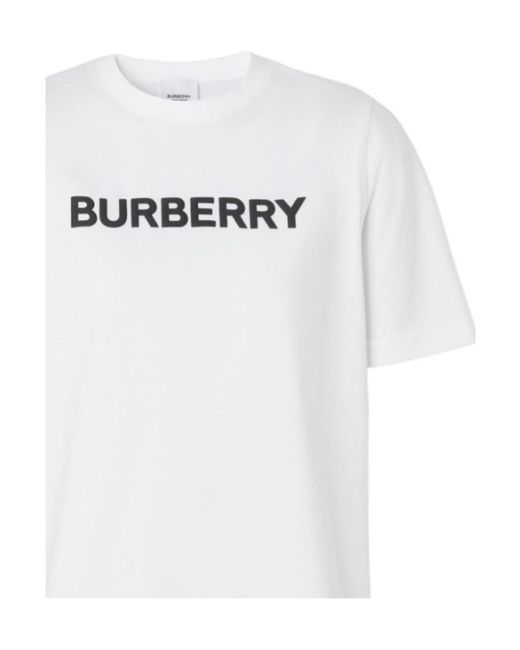 Burberry White Logo Printed Crewneck T-Shirt