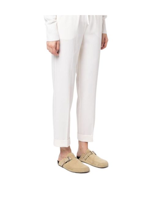 P.A.R.O.S.H. White Tapered Drawstring Trousers