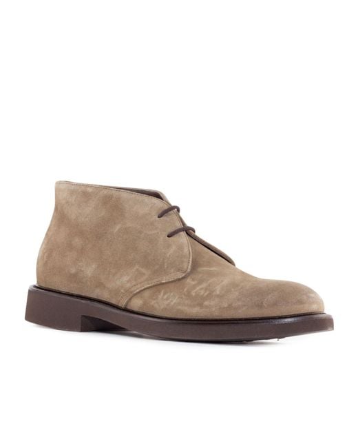Doucal's Brown Lace-Up Suede Derby Shoes for men