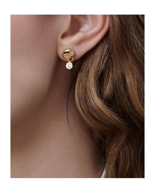 Dior Metallic Logo Stud Drop Earrings