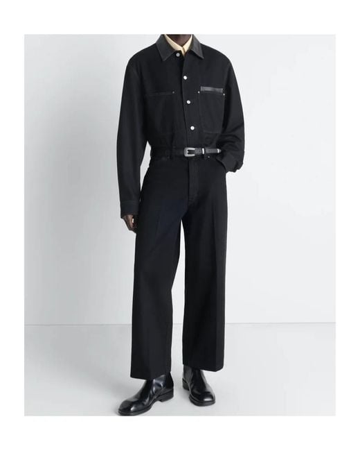 Lemaire Black Logo-Patch Wide-Leg Jeans for men