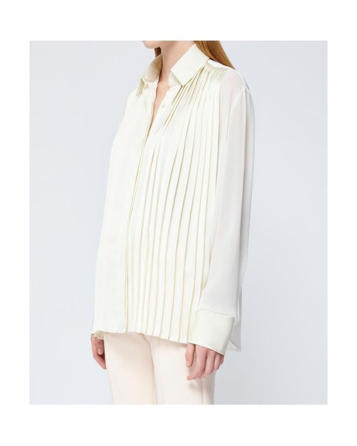 Jonathan Simkhai White Vinka Pleated-Front Blouse