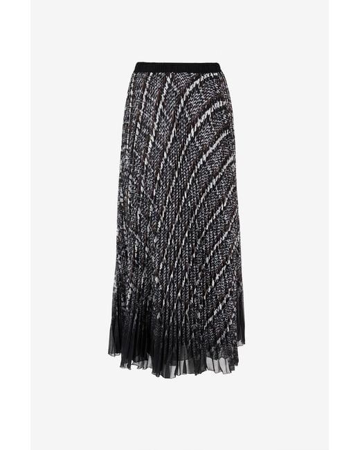 Ermanno Scervino Black Pleated Patterned Skirt