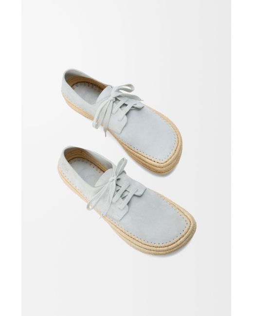 Loewe White Rio Petal-Toe Raffia-Trimmed Lace-Up Shoes for men