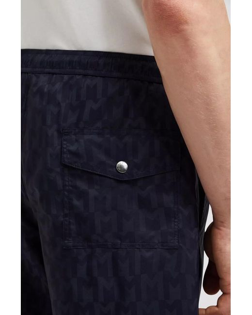 Moncler Blue Logo Patch Drawstring Shorts for men