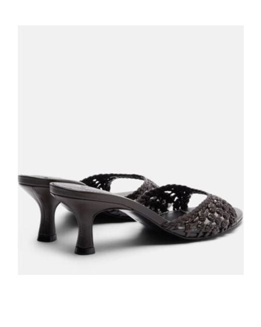 Staud Black Brigitte Woven Leather Mules