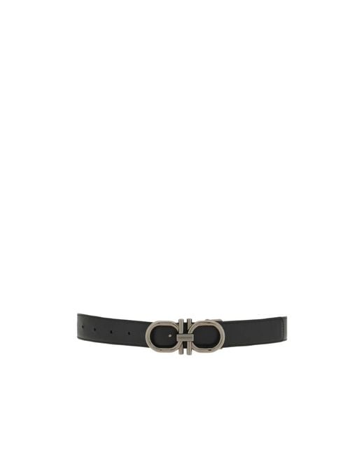Ferragamo White Gancini-Buckle Leather Belt for men