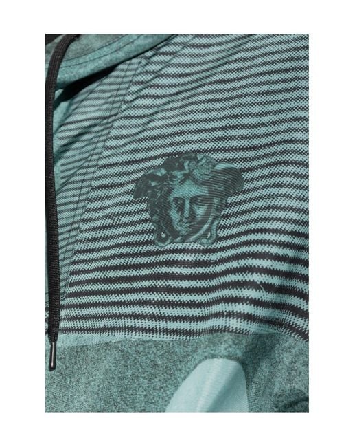 Versace Green Sunset Palms Print Hooded Jacket for men