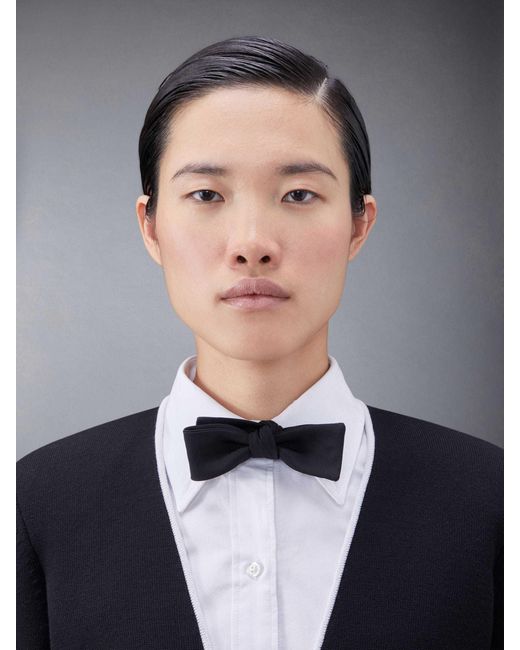 Thom Browne Black Single Breasted Collarless Jacket