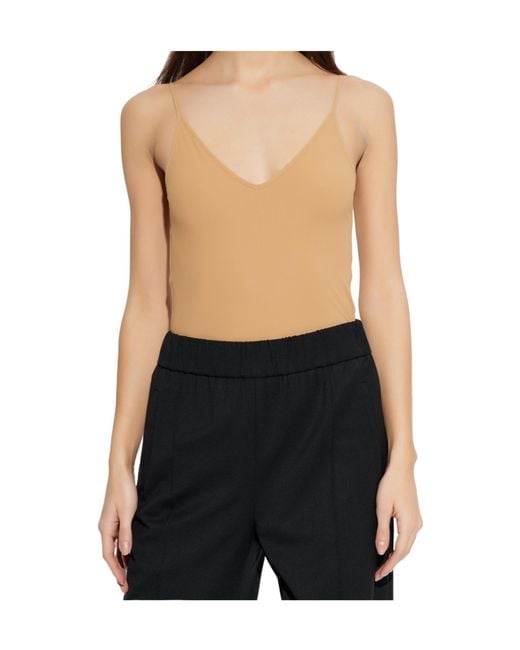 Jil Sander Natural V-Neck Sleeveless Bodysuit