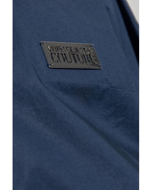 Versace Jeans Blue Couture Logo Plaque Long-Sleeved Shirt for men