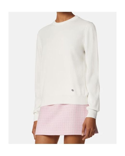 Versace White Logo-Plaque Crewneck Jumper