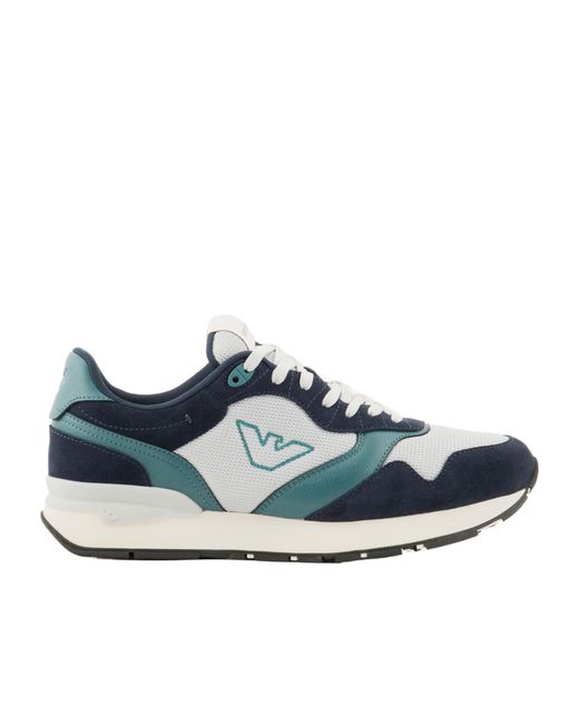 Emporio Armani Blue Lace Up Sneakers