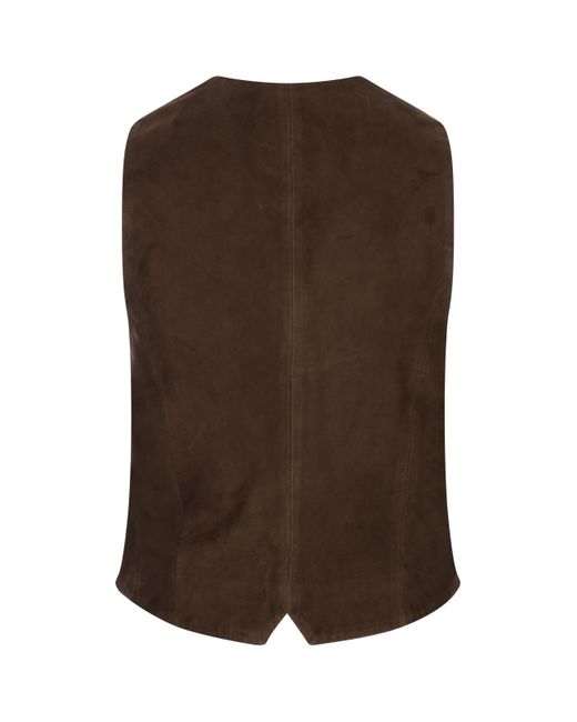 GIUSEPPE DI MORABITO Brown Button-Fastening Suede Waistcoat