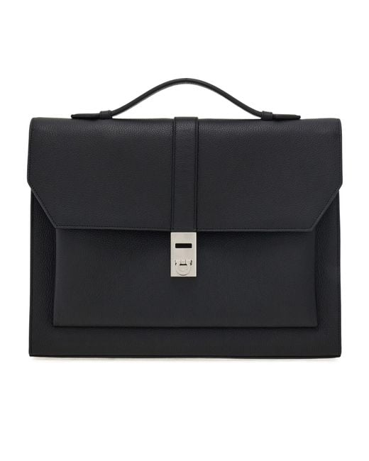 Ferragamo Black Hug Buckle Briefcase for men
