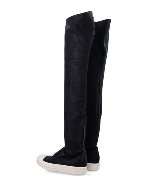 Rick Owens Black Round Toe Knee-Higth Boots