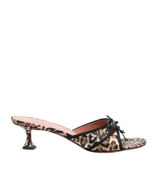 AMINA MUADDI White Eleonora Leopard Print Lace-Up Detail Mules