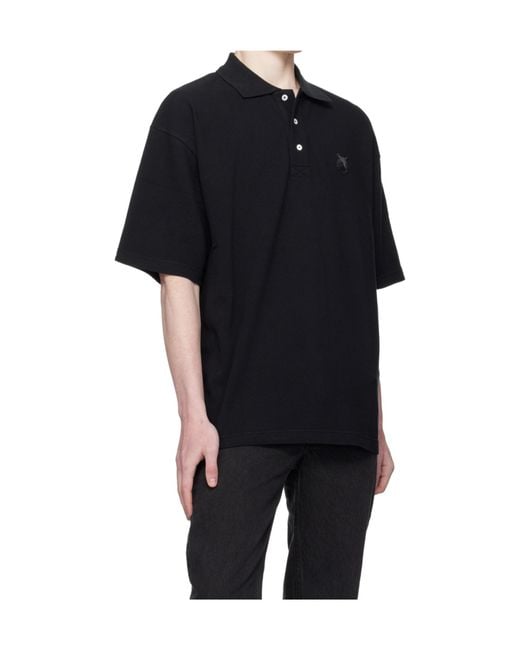 Maison Kitsuné Black Fox-Patch Polo Shirt for men