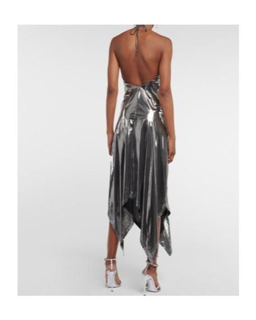 Alexandre Vauthier White Halterneck Metallic Midi Dress