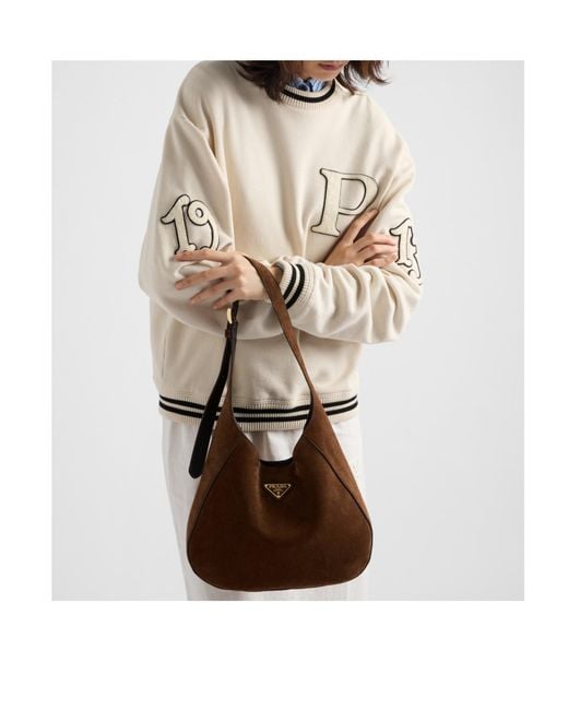 Prada Natural Cotton Fleece Sweatshirt With Patches