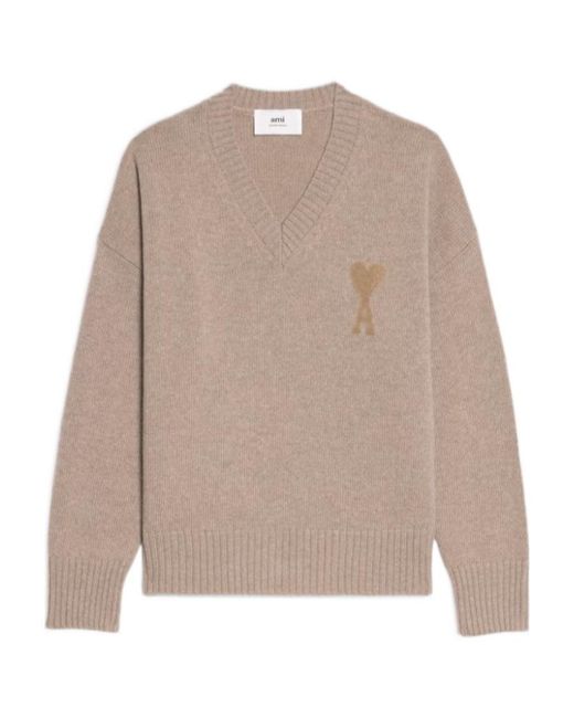 AMI Natural Ami De Coeur Wool Jumper for men