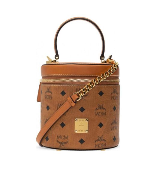 MCM Brown Cylinder Bucket Bag