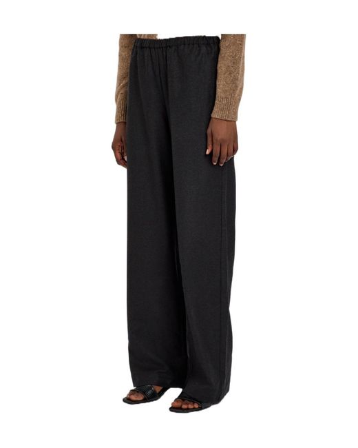 Rohe Black Relaxed Straight-Leg Wool Trousers