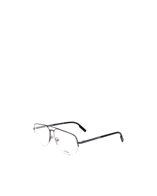 Zegna Metallic Double Bridge Aviator Frame Glasses for men