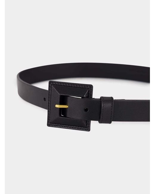 Saint Laurent White Square Buckle Belt