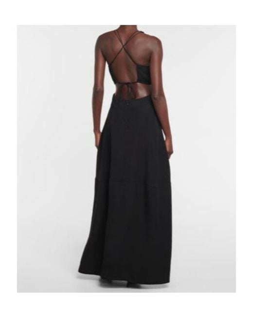 Victoria Beckham Black Hollow-Out Long Dress