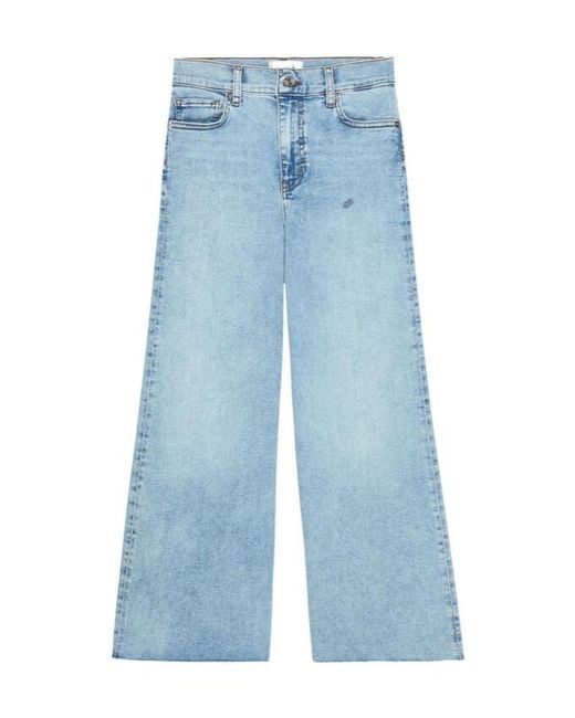 FRAME Blue High-Rise Wide-Leg Jeans