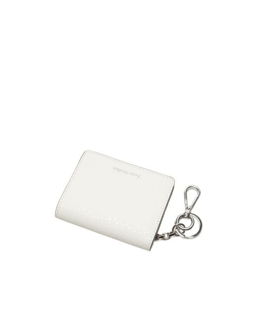 Acne White Logo Detailed Bi-Fold Card Case for men