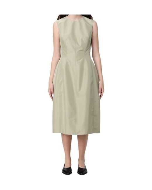 Jil Sander Green Sleeveless Panelled Midi Dress